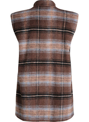 ZizziLang geruit vest, Brown Blue Check , Packshot image number 1