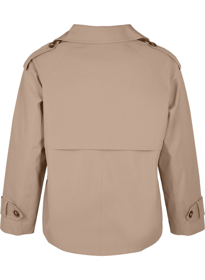 Korte trenchcoat met klassieke details, Desert Taupe, Packshot