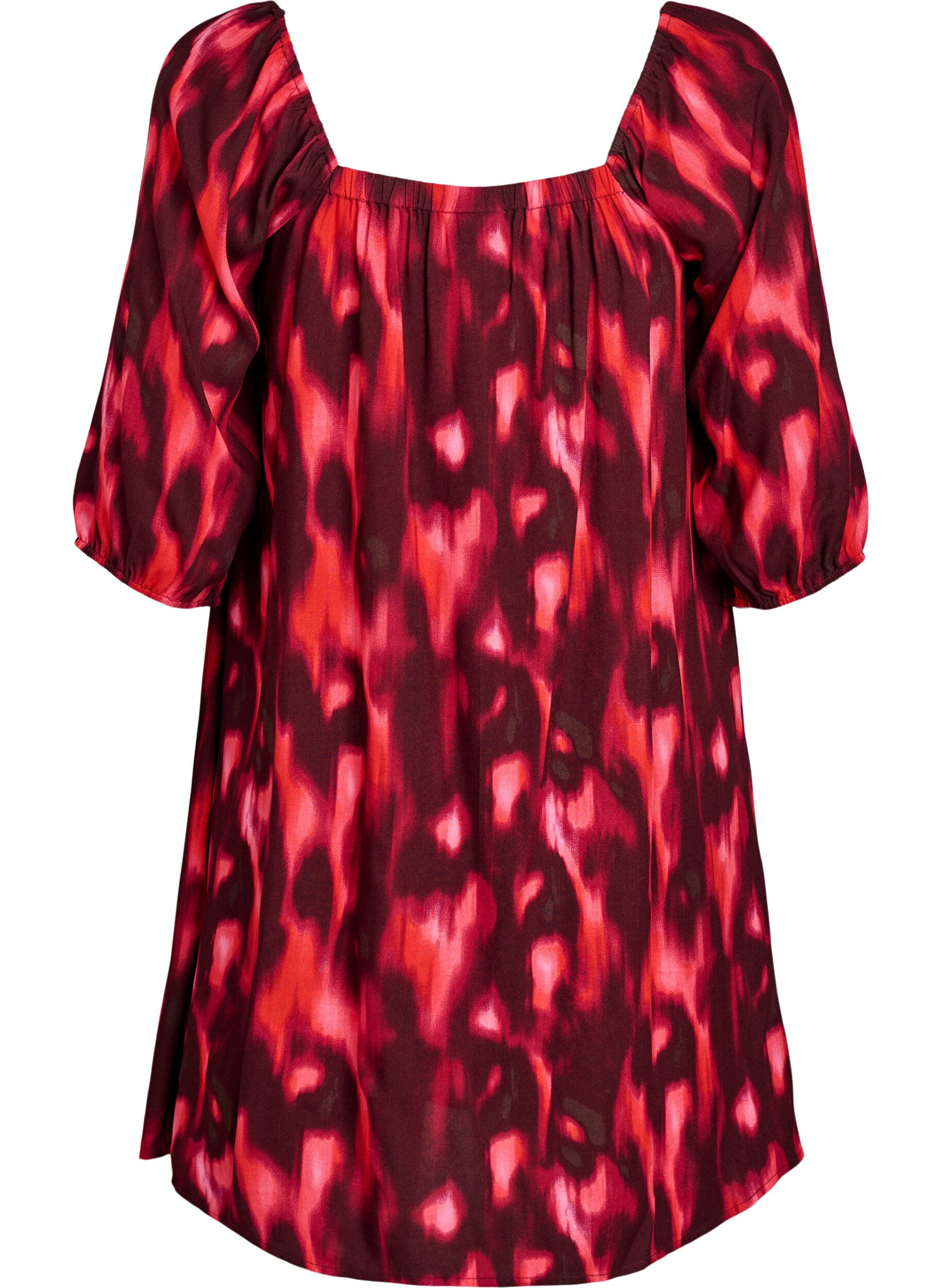 ZizziStrandjurk in viscose met print, Roze, Packshot image number 1