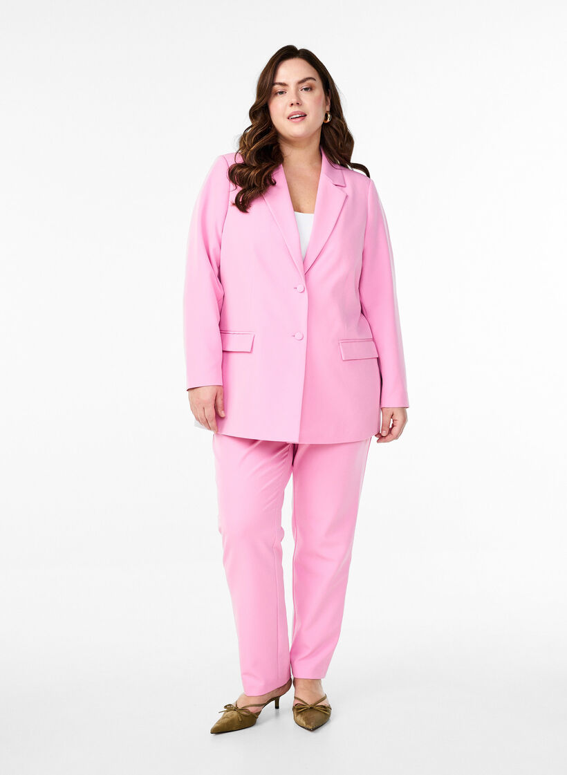 Klassieke blazer met knoopsluiting, Begonia Pink, Model