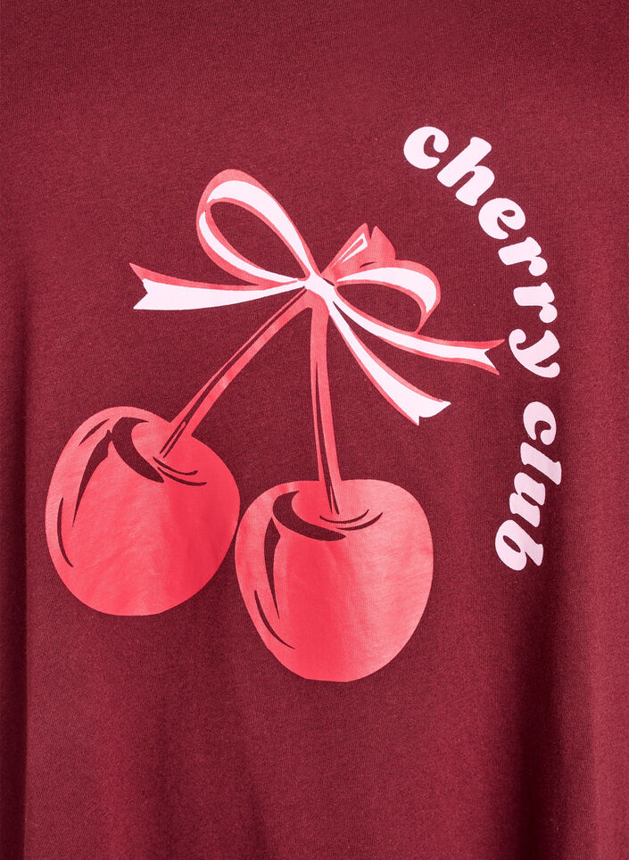 Nachtjapon met korte mouwen van biologisch katoen, Rood, Packshot image number 2