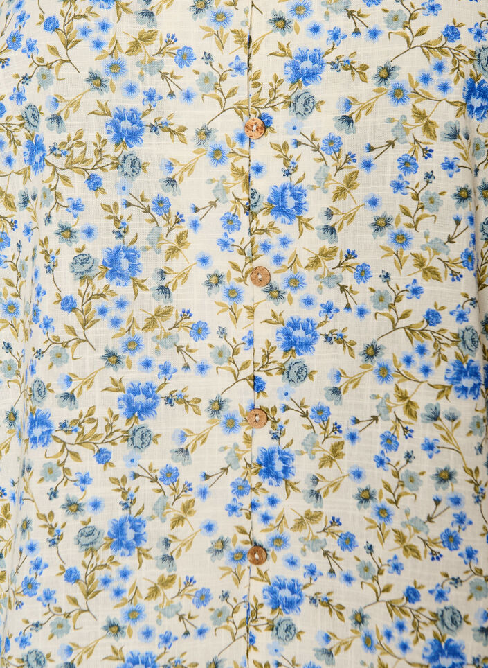 Katoenen shirt met korte mouwen en een V-hals, Blauw, Packshot