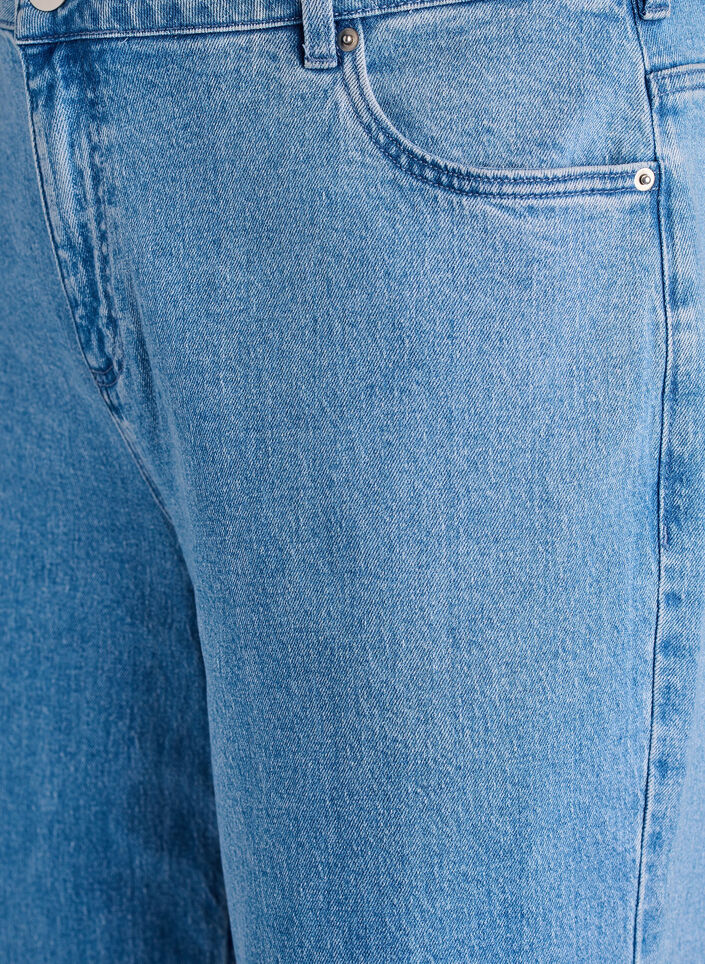 Wide-leg jeans met hoge taille, Blauw, Packshot