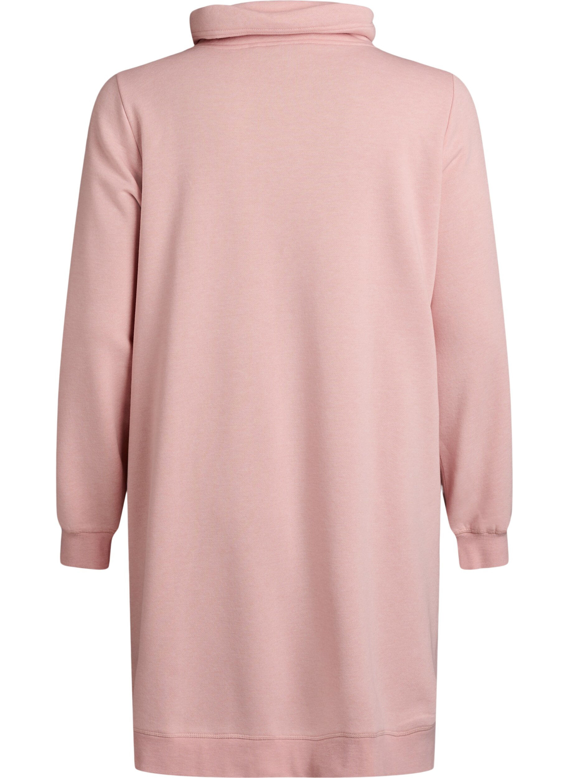 ZizziKort sweatshirt jurk met hoge kraag en zakken, Rood, Packshot image number 1