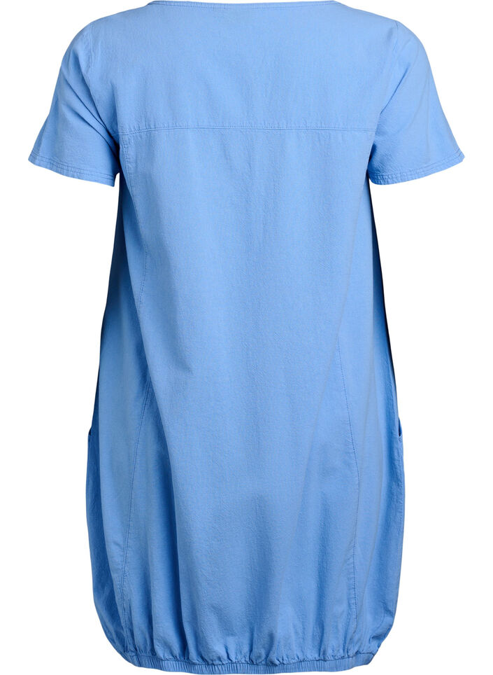 Katoenen jurk met korte mouwen, Blauw, Packshot image number 1
