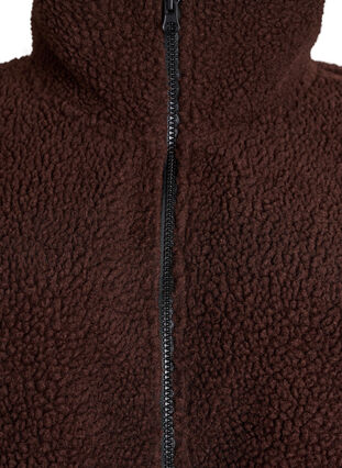 ZizziSportieve teddy fleece jas met ritssluiting, Hot Fudge, Packshot image number 2