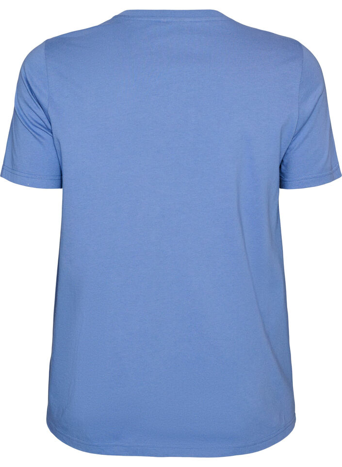 Organisch katoenen T-shirt met print aan de voorkant, Blauw, Packshot image number 1