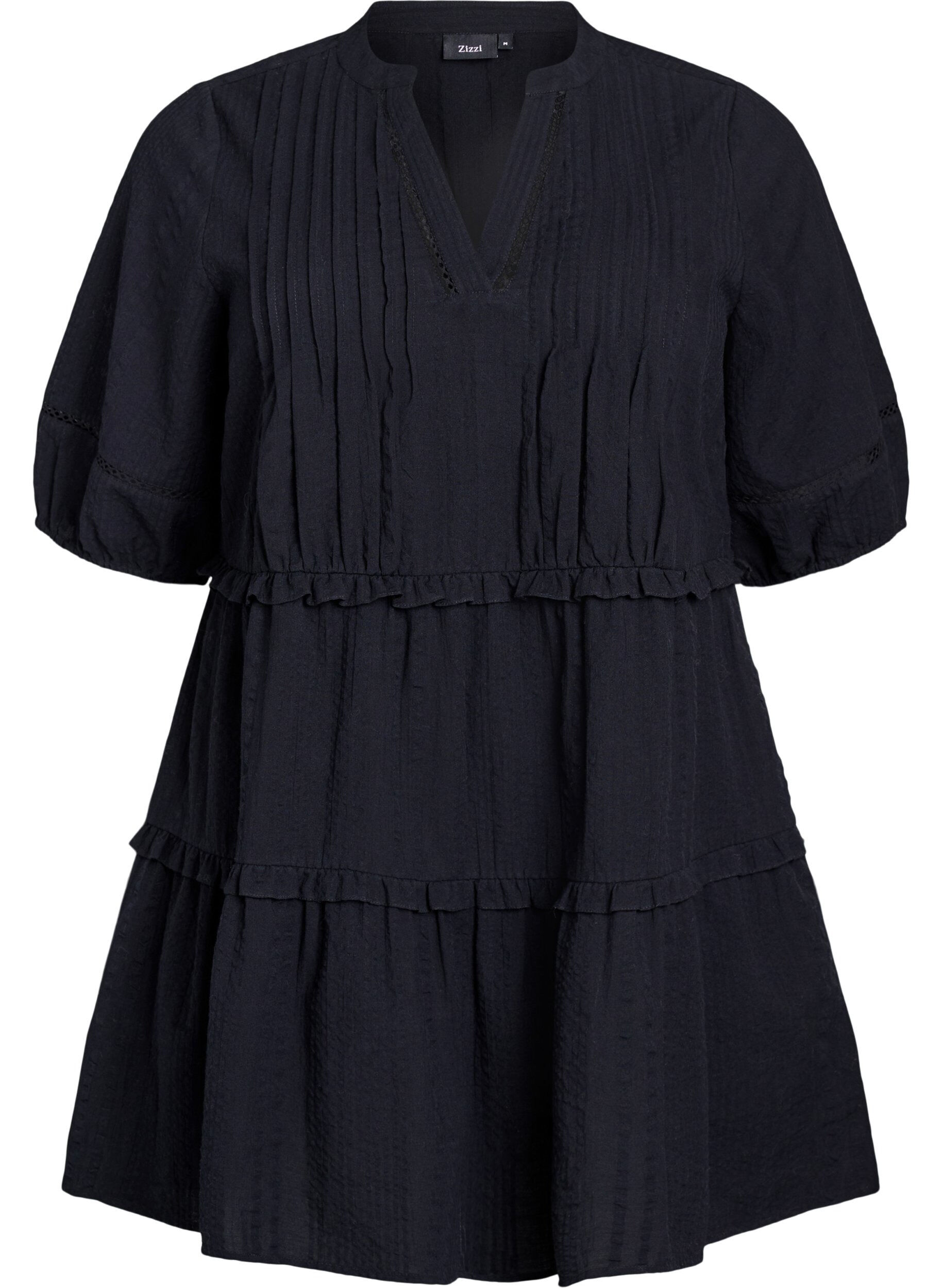 ZizziA-vormige tuniek met ruches, Zwart, Packshot image number 0