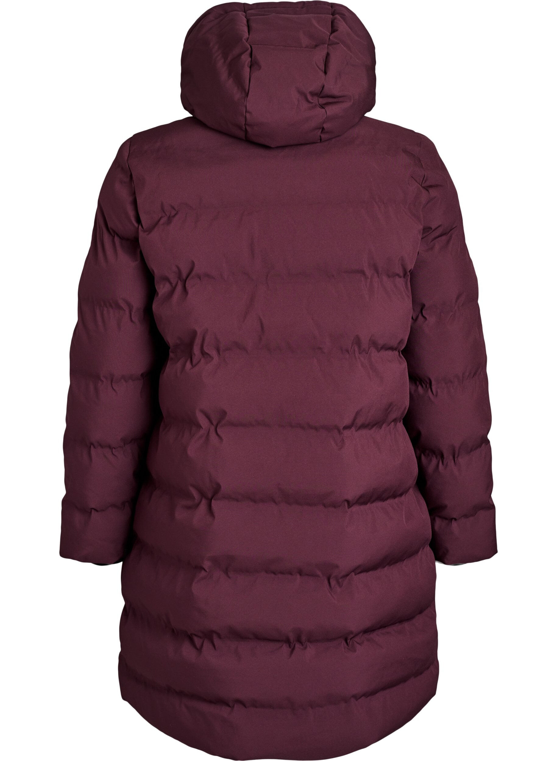 ZizziPufferjas met capuchon en zakken, Donker Bordeaux, Packshot image number 1