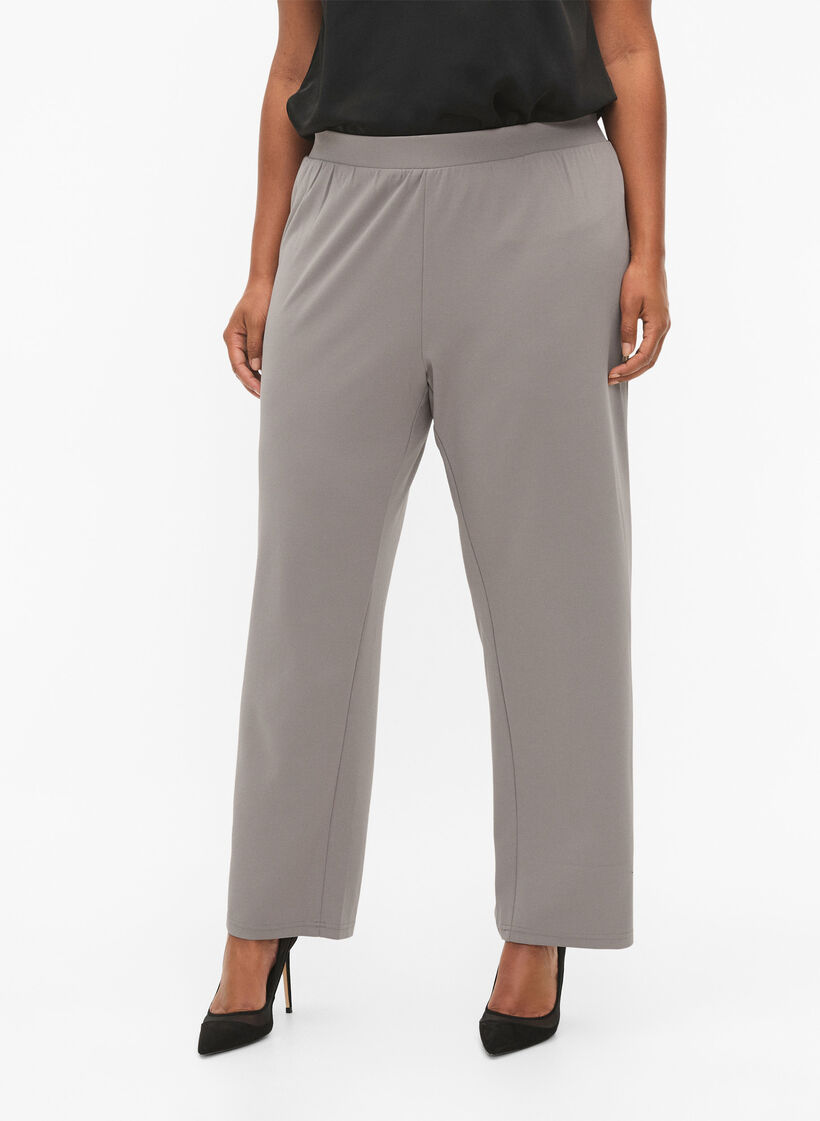 Broek met rechte pasvorm, Beige, Model image number 2