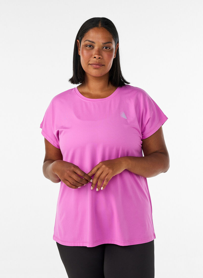 Effen gekleurd trainingsshirt, Paars, Model image number 0