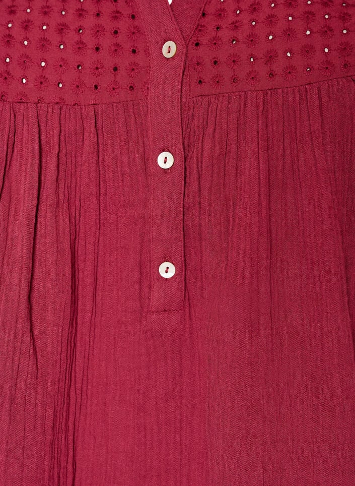 Katoenen mousseline tuniek met broderie anglaise, Rood, Packshot image number 2