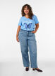 Katoenen T-shirt met V-hals en print aan de voorkant, Blauw, Model image number 1