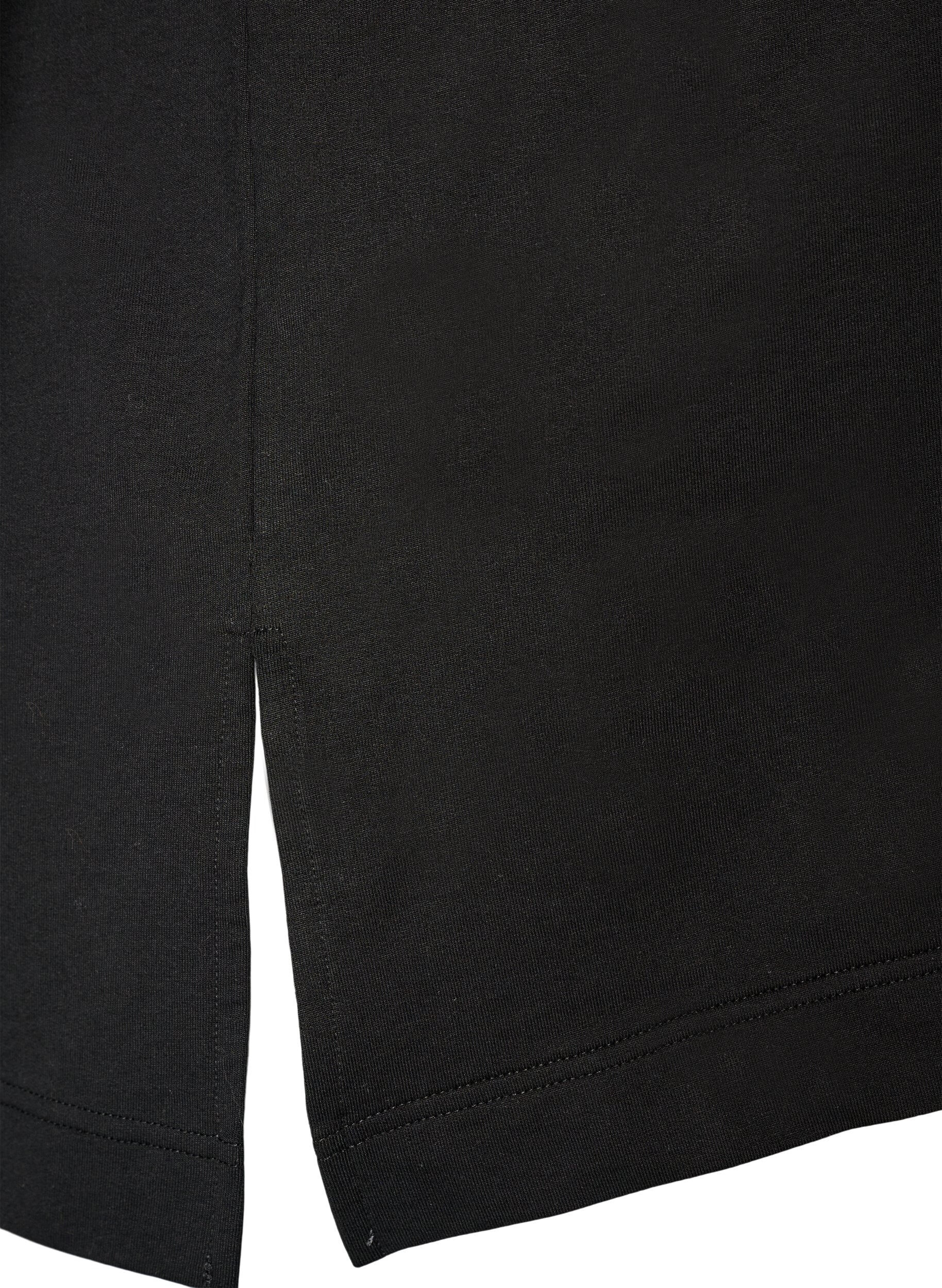 Zizzi T-shirt de sport coupe ample avec inscription brod&eacute;e, Noir, Packshot image number 3