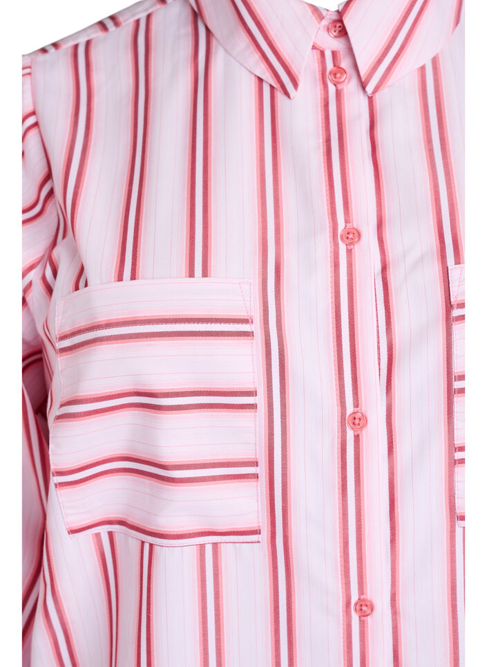 Los shirt met strepen en lange mouwen, Pink stripe, Packshot