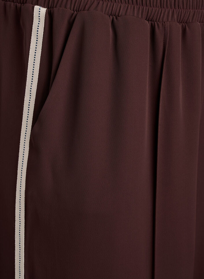 Sportieve broek met rechte pijpen en zijstrepen, Deep Mahogany, Packshot