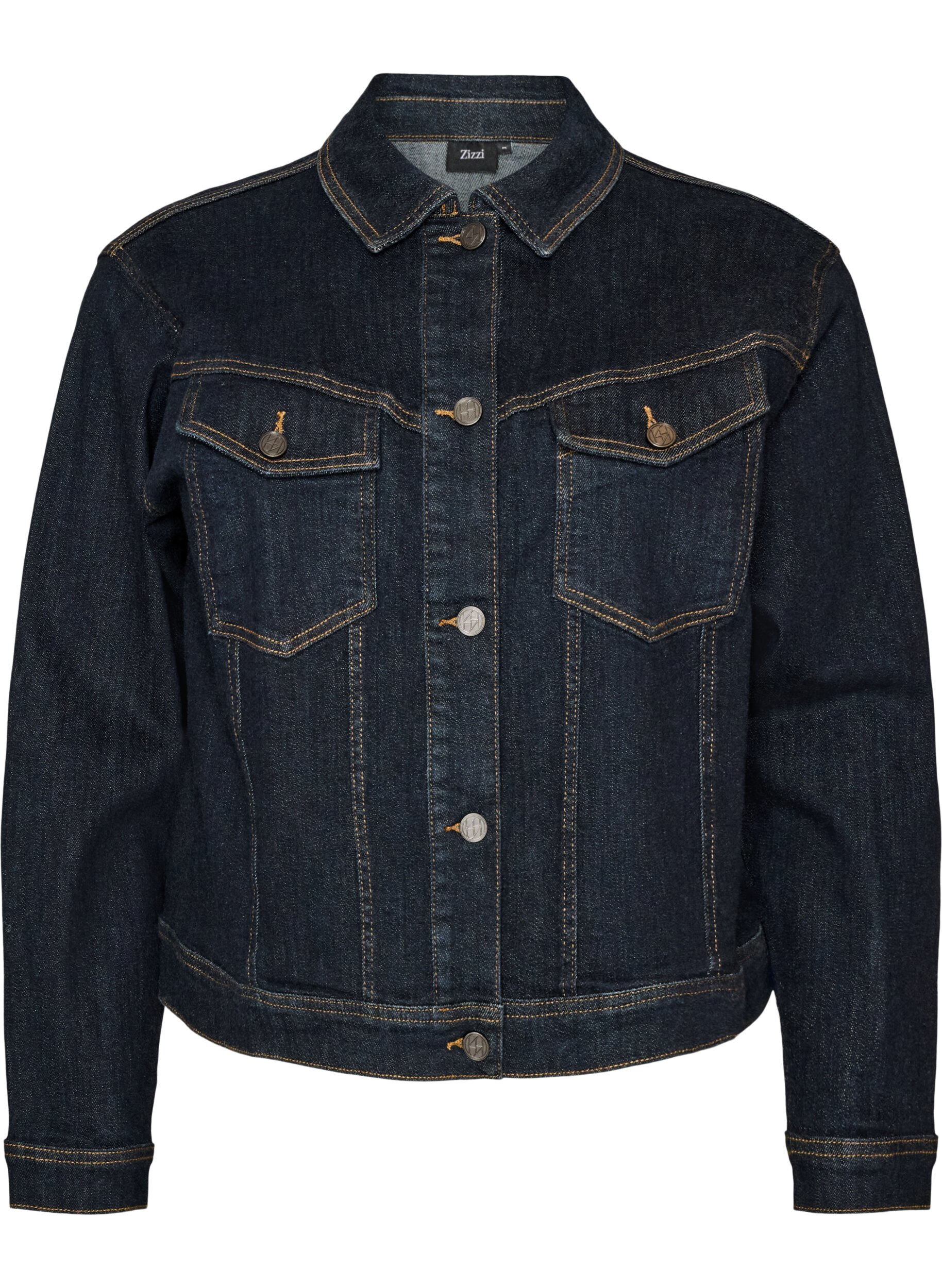 Klassiek denimjack met contrasterend stiksel