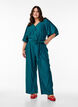 Geplooide jumpsuit met strik en wijde mouwen, Blauw, Model image number 0