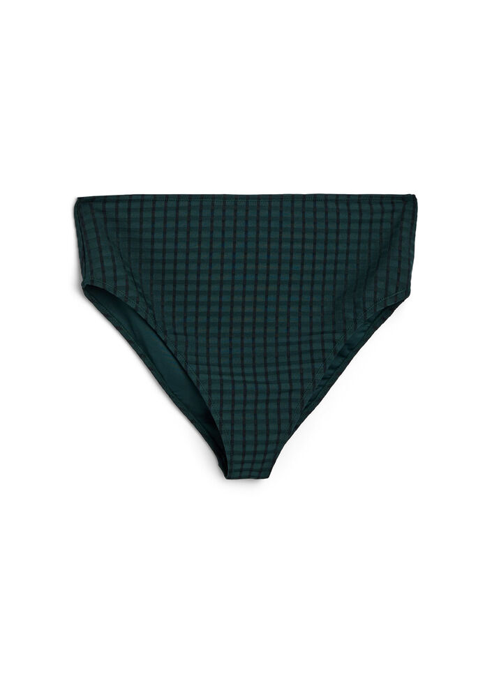 Geruite bikinibroekjes met een hoge taille en tai-snit, Groen, Packshot image number 0