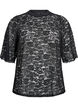 Kanten blouse met korte mouwen en ronde hals, Zwart, Packshot image number 0