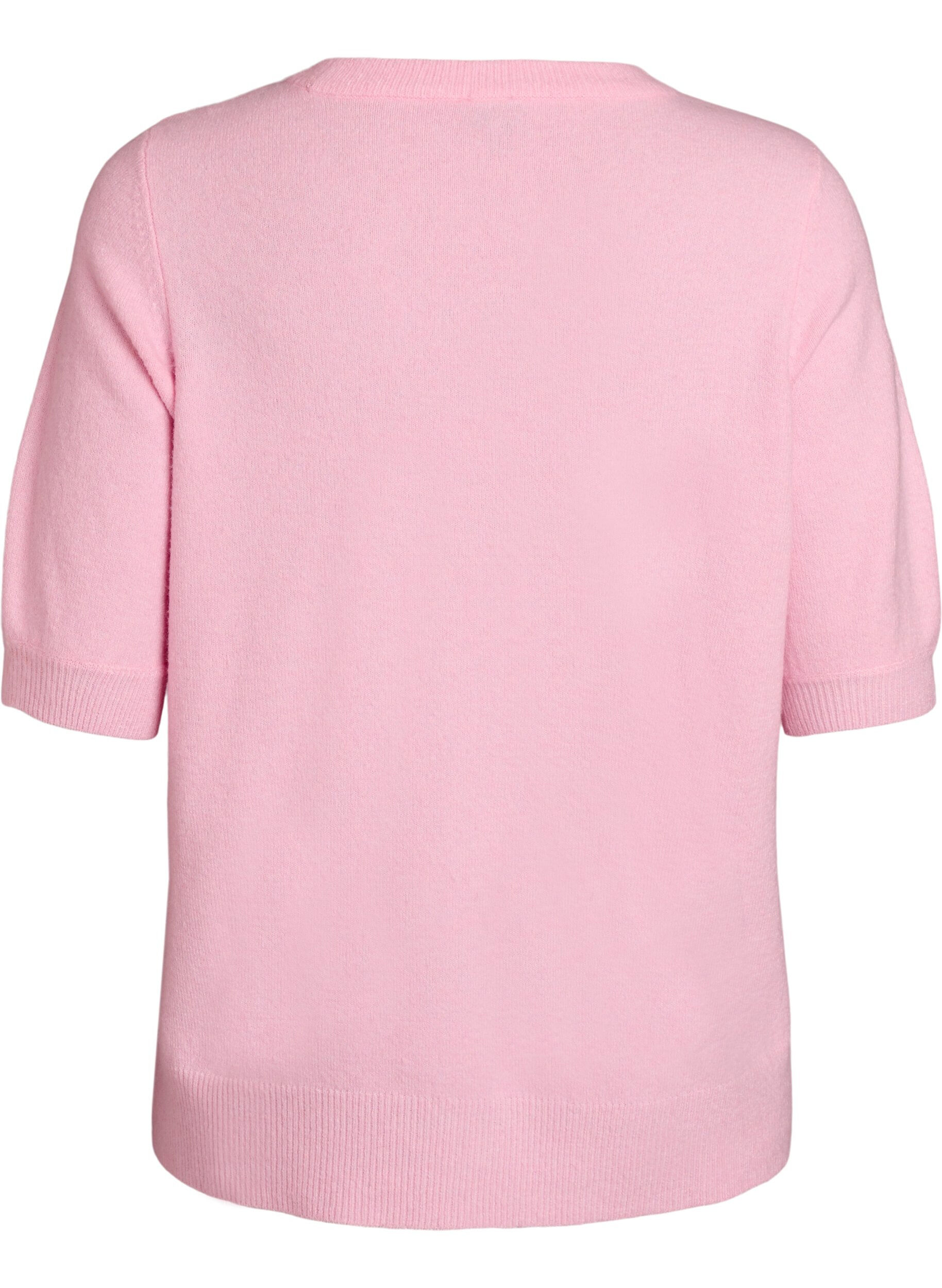 ZizziGebreide blouse met korte mouwen, Roze, Packshot image number 1