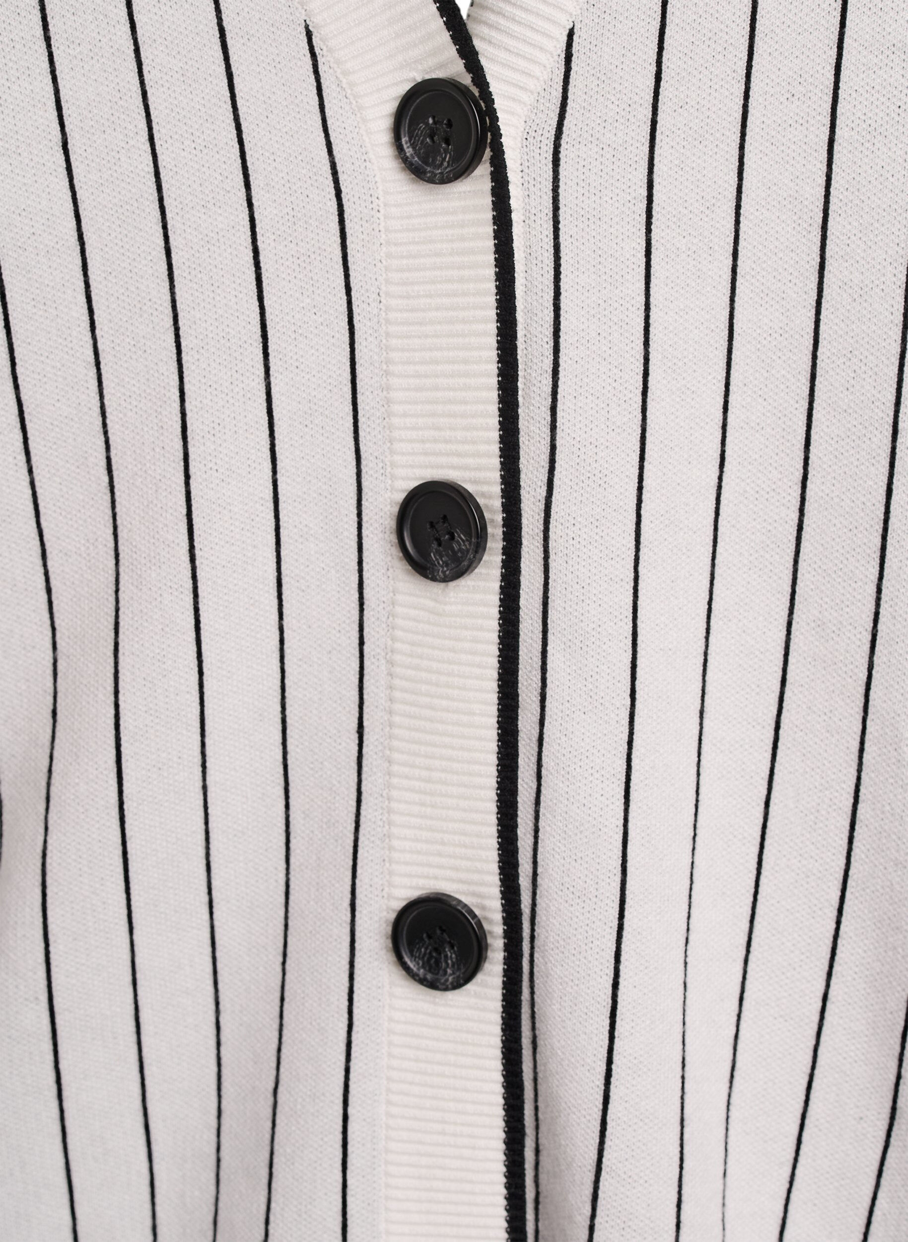 ZizziGebreide vest met strepen en rugmotief, Wit, Packshot image number 2