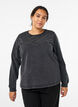 Sweatshirt met rhinestones en gewassen effect, Grijs, Model image number 0