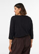 Basic T-shirt met boothals en 3/4-mouwen, Zwart, Model image number 2