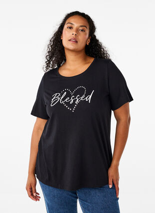 ZizziFLASH - T-shirt met motief, Zwart, Model image number 0