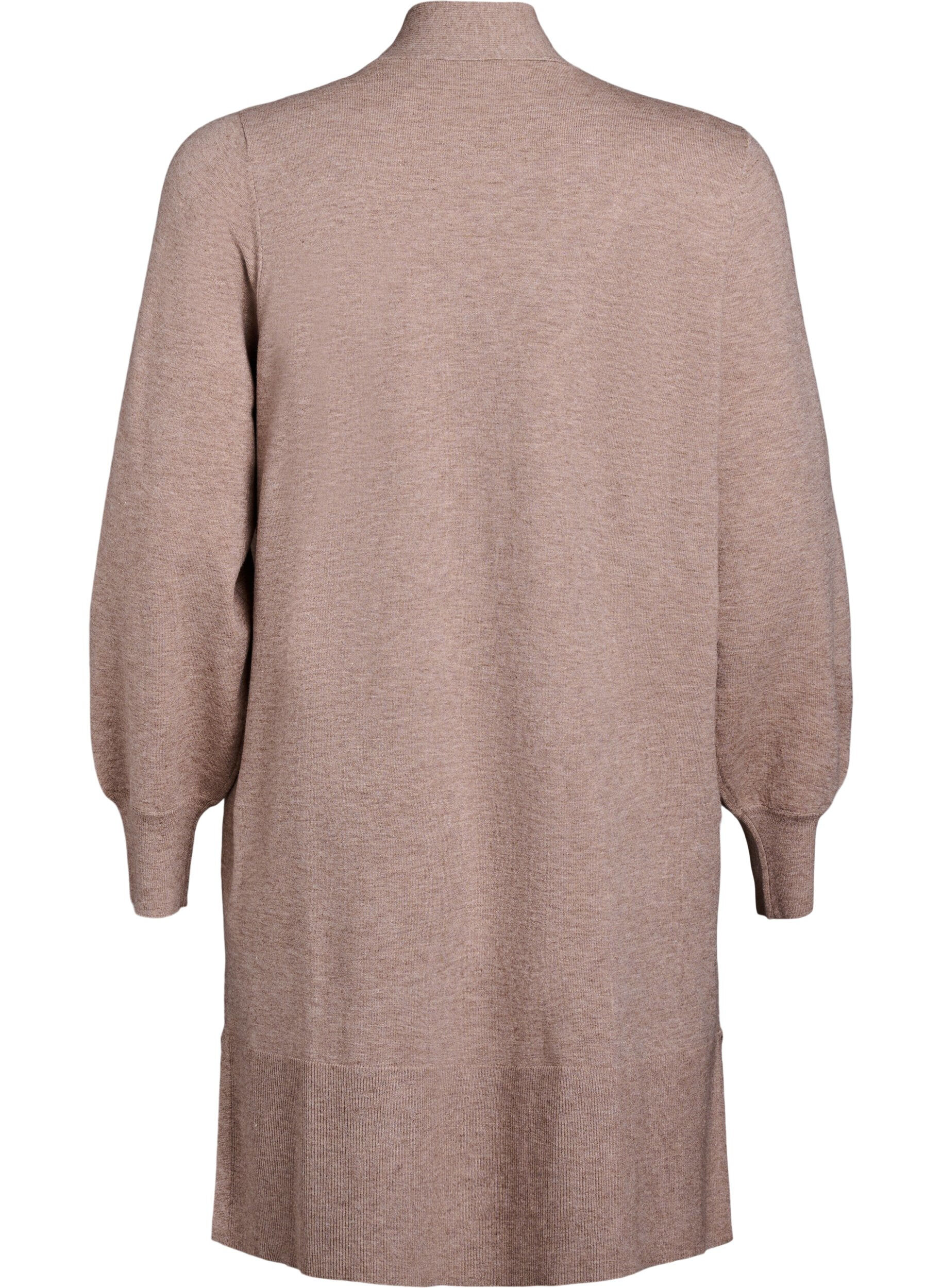Zizzi Long cardigan en tricot avec des poches, Fossil w. TNT Mel. , Packshot image number 1