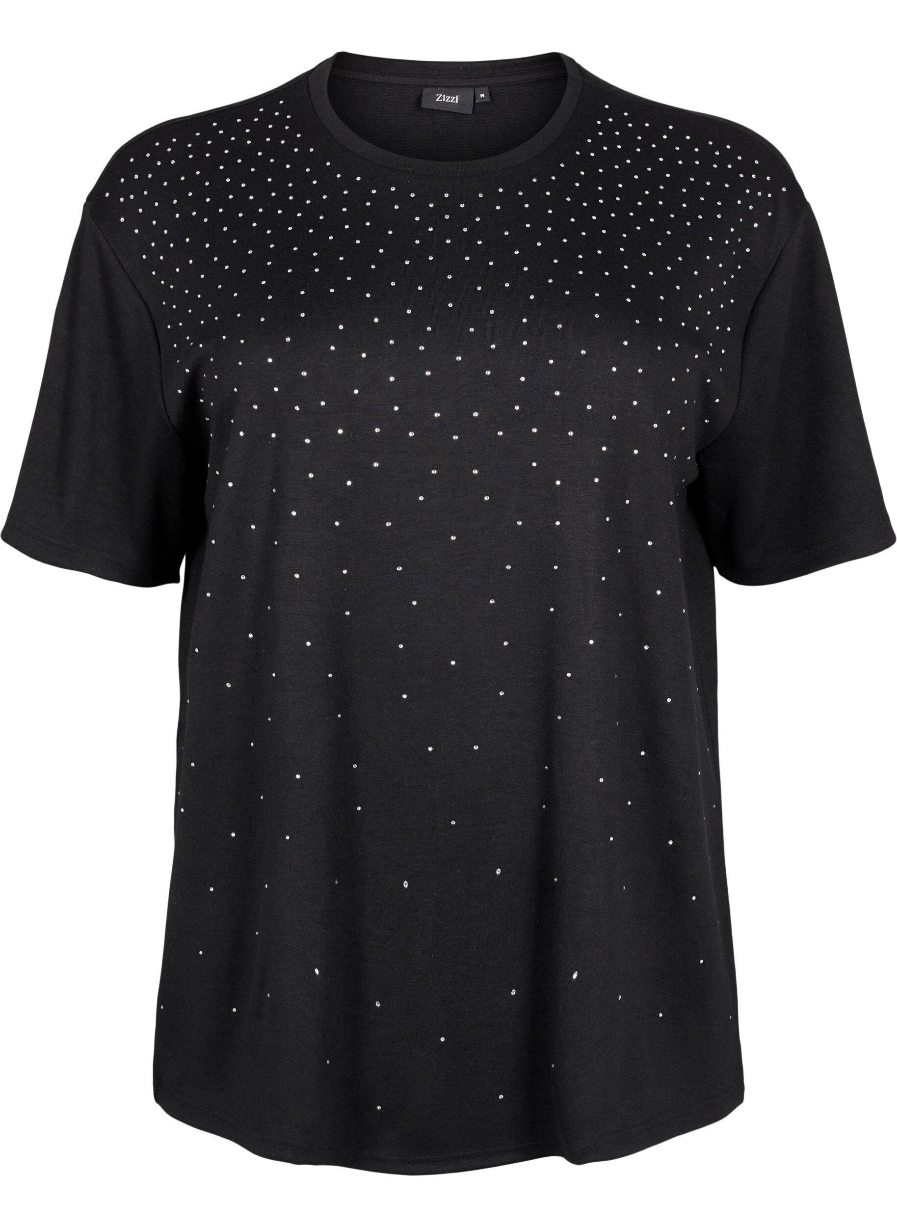 T-shirt met strass-steentjes en ronde hals
