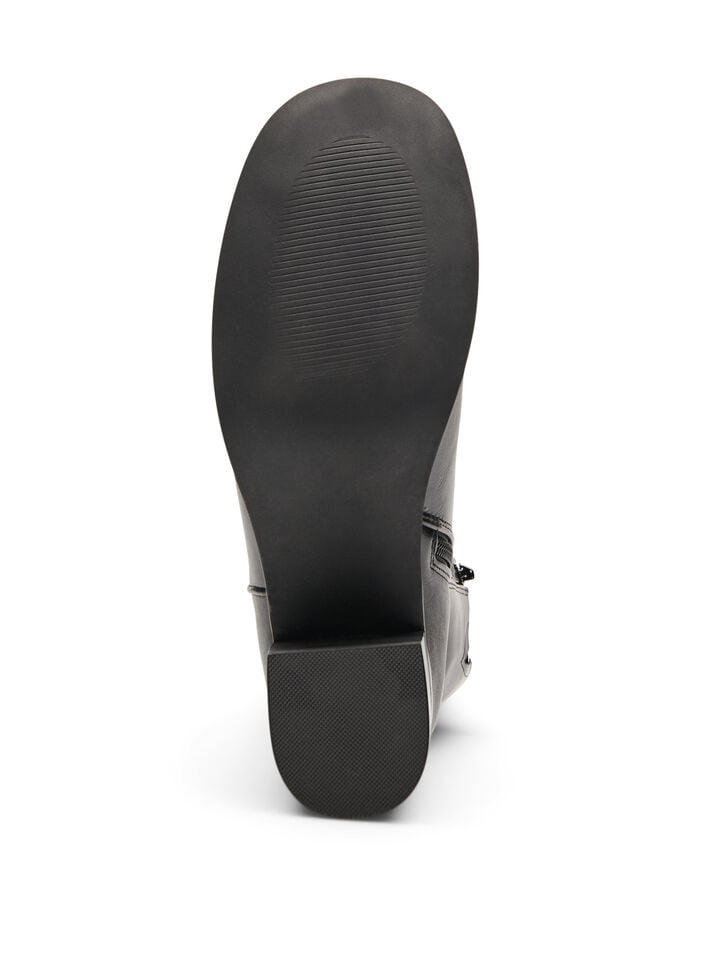 Wide fit - Enkellaars met een ronde neus en blokhak, Zwart, Packshot image number 3