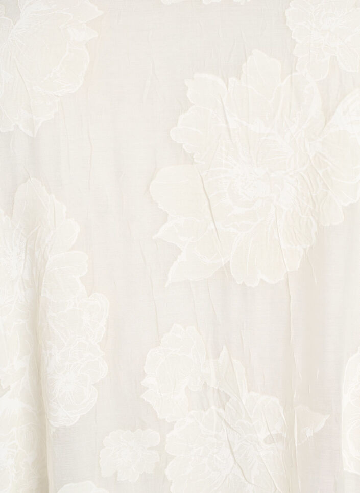 Robe midi &agrave; imprim&eacute; floral et manches 3/4 transparentes, Beige, Packshot image number 2