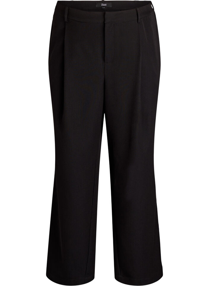 Dressebroek met hoge taille en rechte pijpen, Zwart, Packshot image number 0