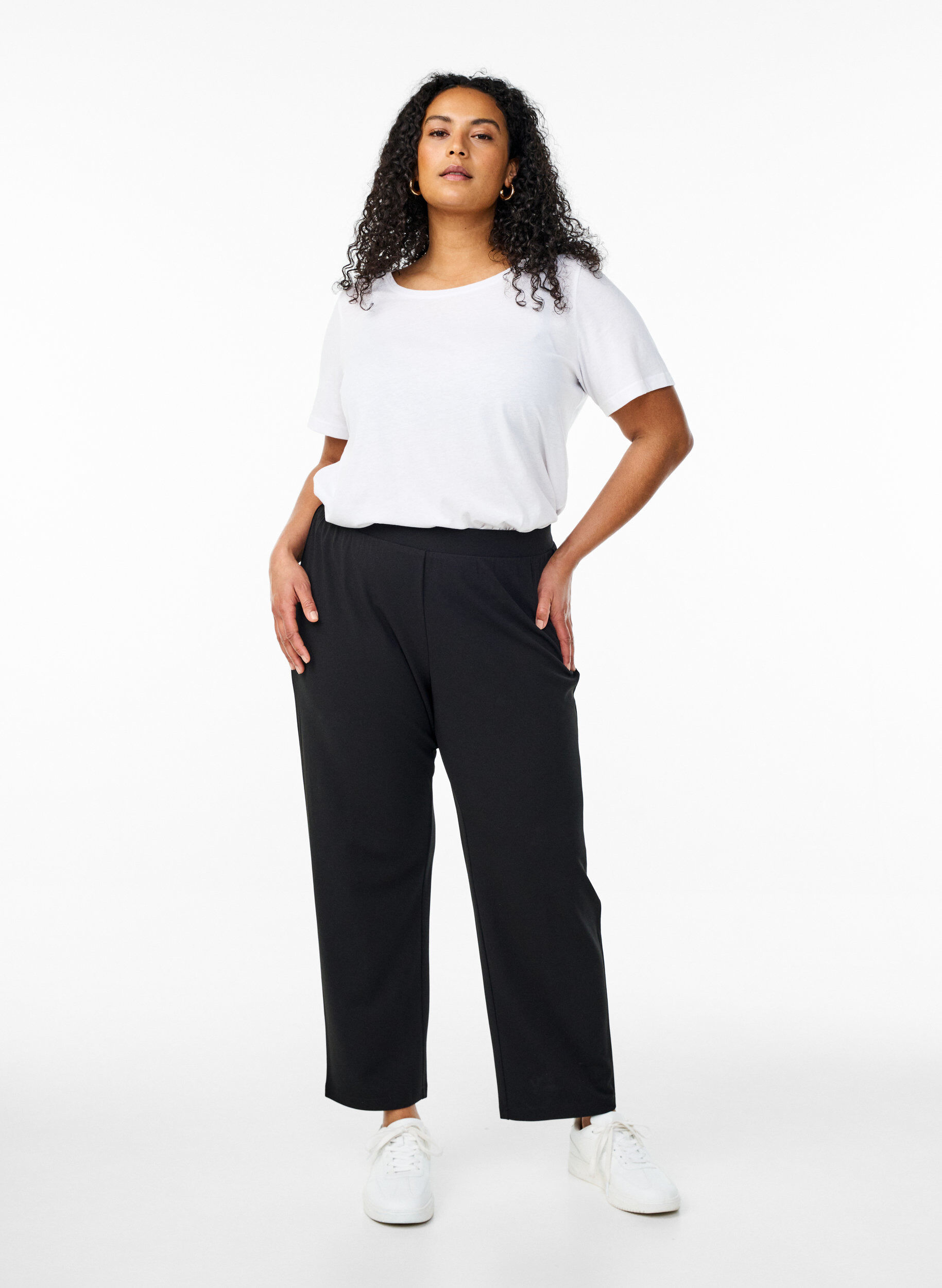 Broek met straight fit, Zwart, Model
