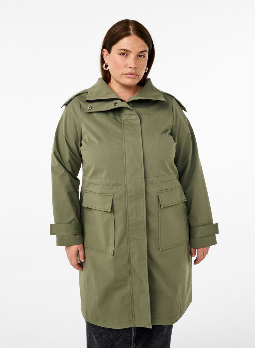 Waterafstotende parka jas, Deep Lichen Green, Model