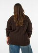 Gebreide blouse met kabelpatroon en V-hals, Bruin, Model image number 2