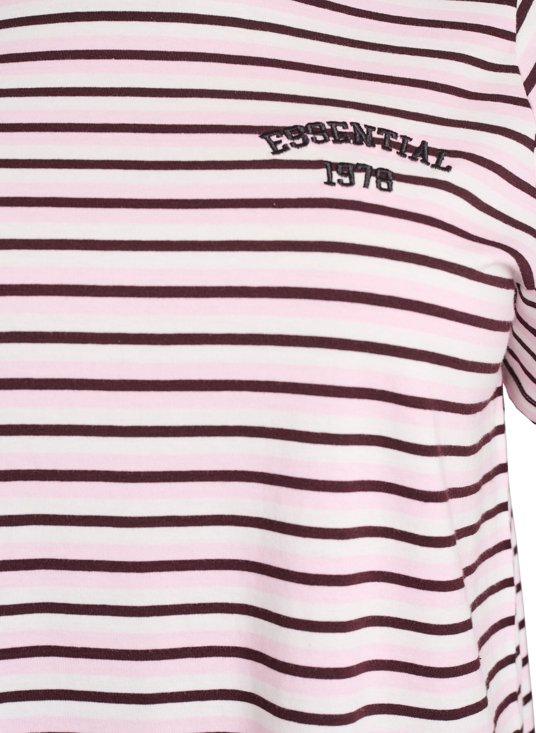 ZizziKatoenen T-shirt met strepen, Roze, Packshot image number 2