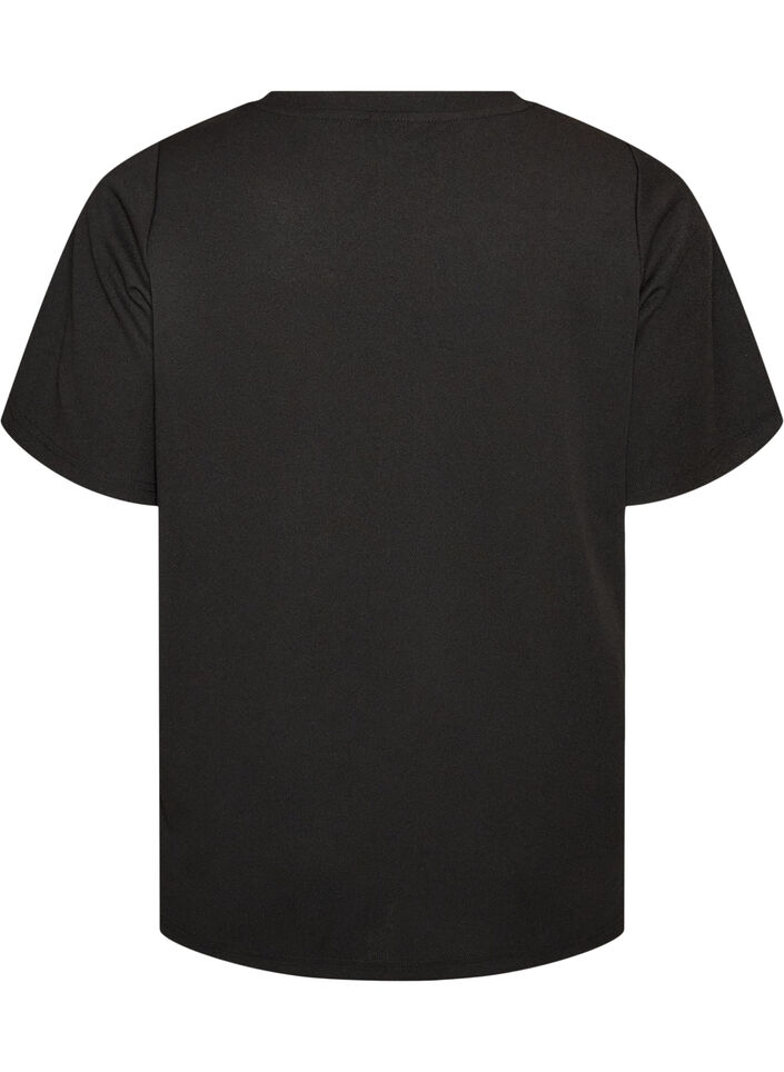 T-shirt met splitjes en decoratieve knoopsluitingen, Zwart, Packshot image number 1