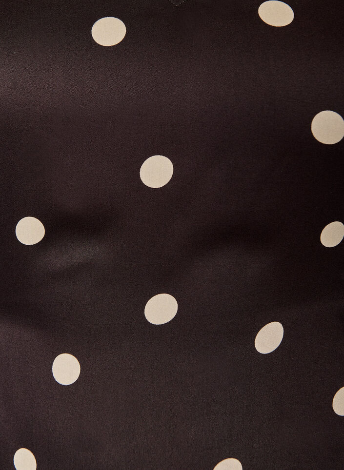 Polkadot viscose blouse met V-hals en striksluiting, Bruin, Packshot image number 2
