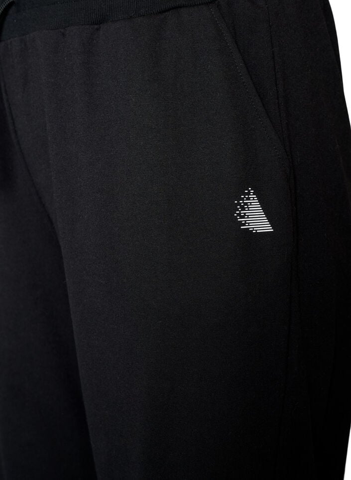 Trainingsbroek met wijde pijpen en hoge taille, Zwart, Packshot image number 2