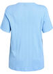 T-shirt van katoen met gaatjesborduursel, Blauw, Packshot image number 1