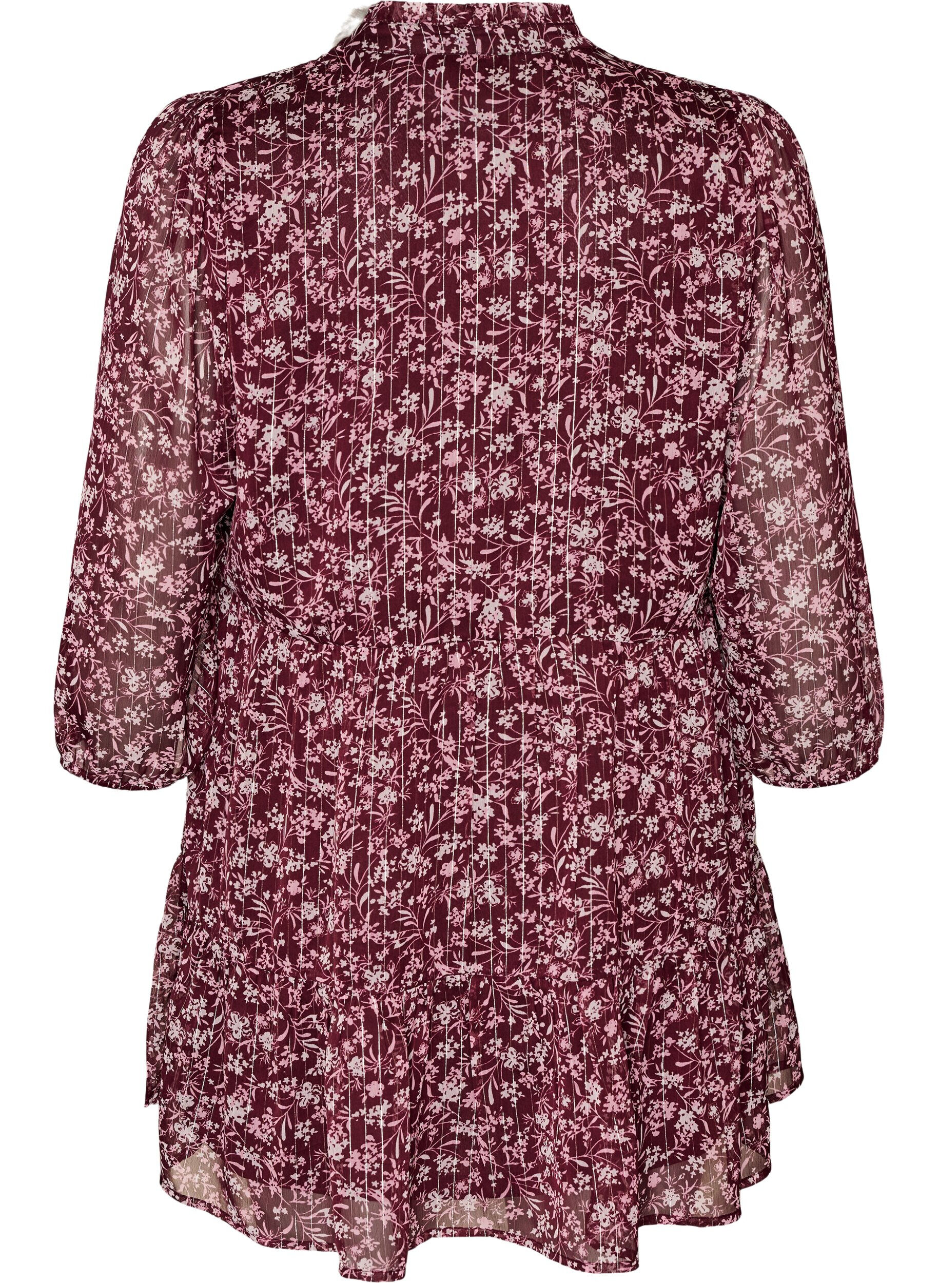 ZizziTuniek met bloemenprint en glitterdraden, Rood, Packshot image number 1