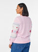 Gebreide blouse met kerstmotief, Roze, Model image number 2