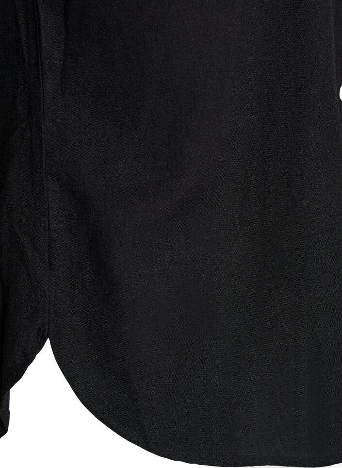 Linnen en viscose shirt met 3/4 mouwen, Zwart, Packshot image number 3