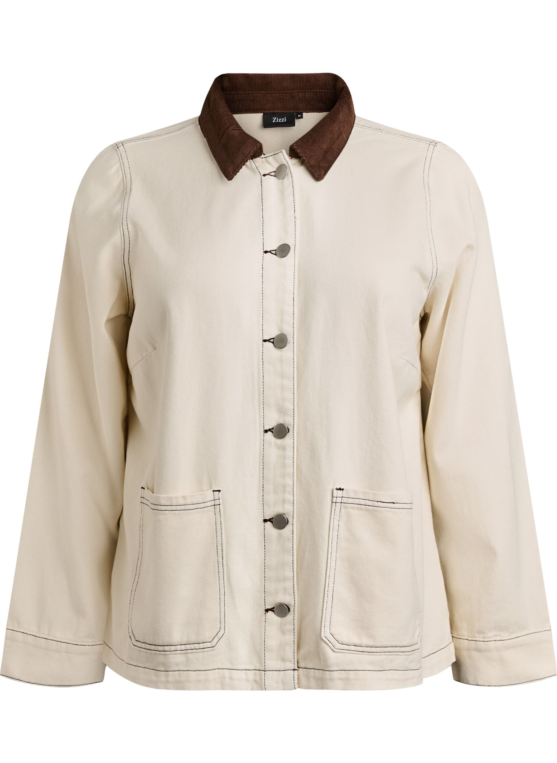 Gekleurde denimjas met contrasterende kraag