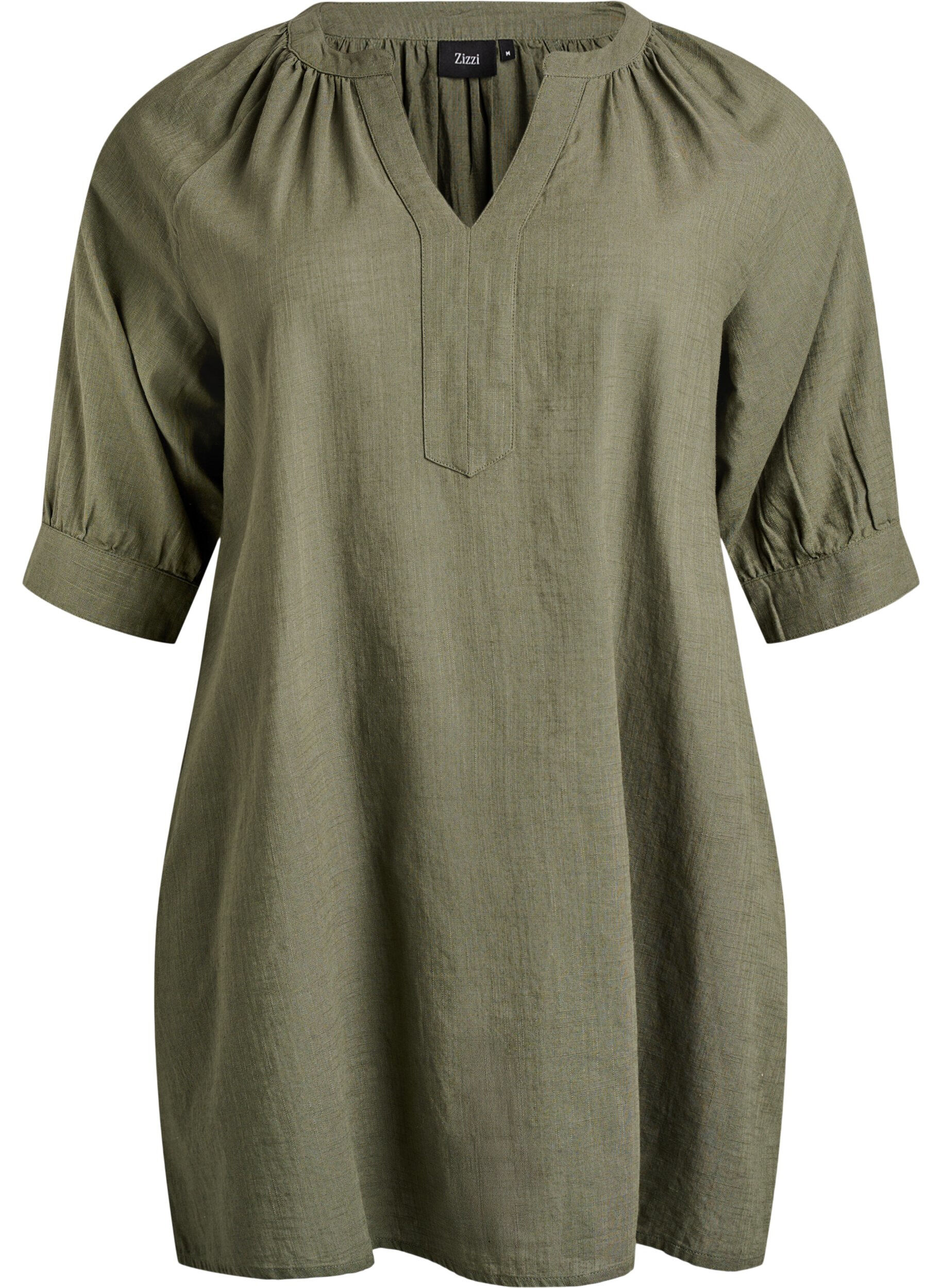 Katoenen tuniek met V-hals