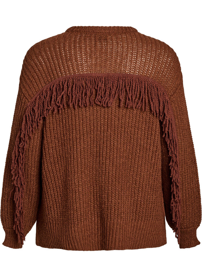 Gebreide blouse met franjes aan de achterkant, Tiramisu, Packshot