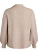 Geribde trui met pofmouwen en knopen, Beige, Packshot image number 1