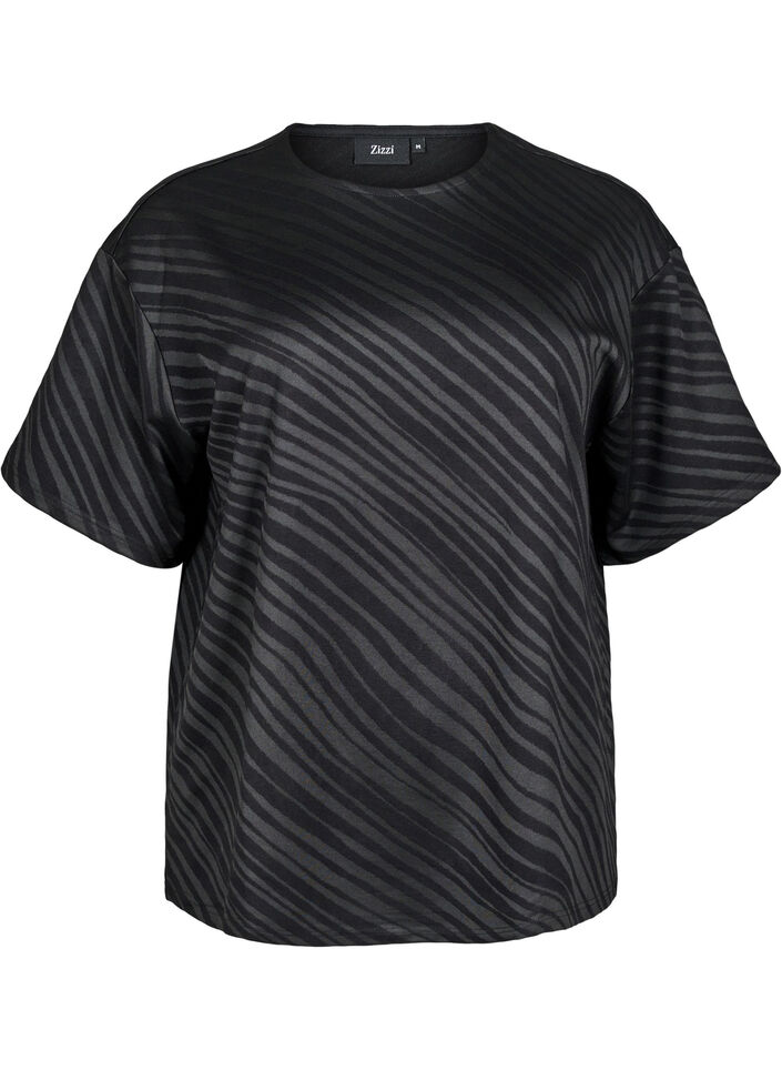 Oversized blouse met patroon, Zwart, Packshot image number 0